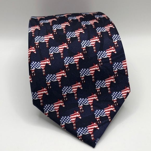Steven Harris Navy Blue Tie with Democratic Donkey American Flag Logo NWOT - Picture 1 of 7